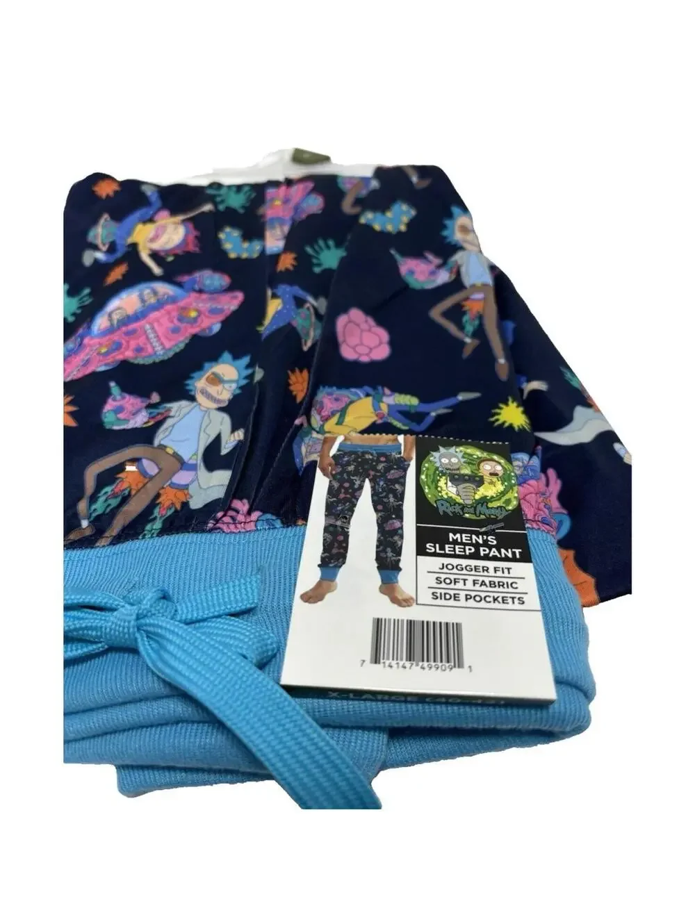 Rick and Morty Mens Pyjama Pants Black Neon Jogger Bottoms Size XLarge 40-42 New